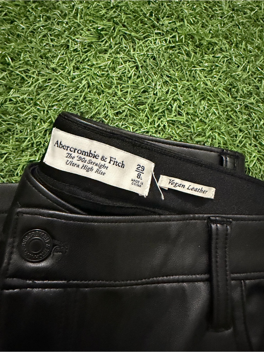 Abercrombie & Fitch Black Vegan Leather High-Rise Jeans
